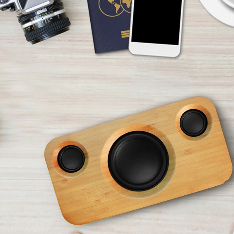 Bluetooth-Колонка 25 Вт Двусторонняя Беспроводная для дома из бамбукового дерева
