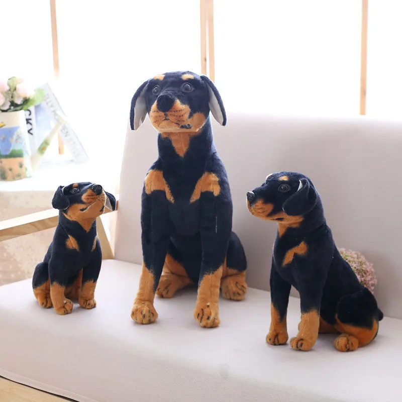 Реалистичная Имитация Черной собаки плюшевая игрушка плюшевое животное милая