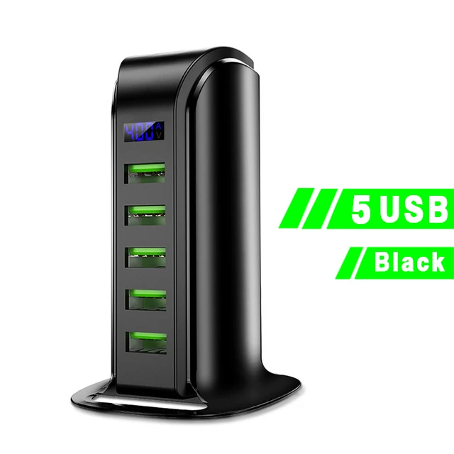 5 USB Black Зарядное устройство usb Multi концентратор зарядка через usb док-станция Универсальный держатель для мобильного телефона для рабочего стола, настенные домашние зарядные устройства Путешествия адаптер питания от сети - Тип штекера: 5 USB Black