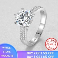 yanhui new design big stone 3ct ring wedding band women 100 original solid 925 silver jewelry luxury 9mm cubic zirconia rings