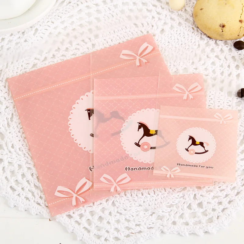 100 шт./упак. милые самоклеящиеся пакеты с маленькой лошадкой для пекарни и еды ОПП