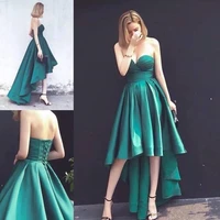 sexy sweetheart prom dresses high low ruched satin short homecoming party cocktail dress lace up maid of honor gowns