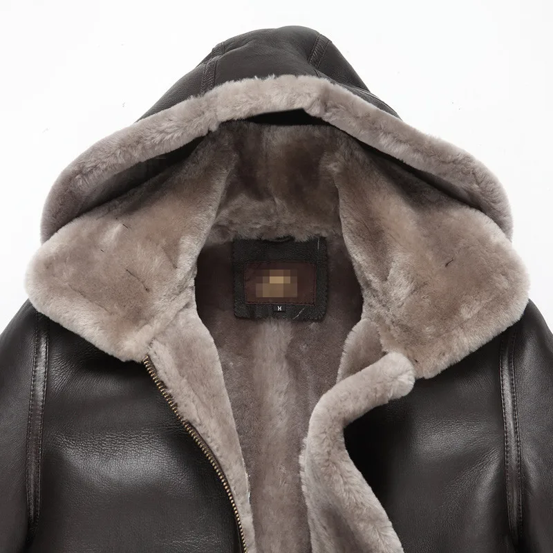 

Men Leather Genuine Double-faced Coat 2020 Winter Bomber Jacket Natural Fur Coats Jaqueta De Couro 8002 ZL385