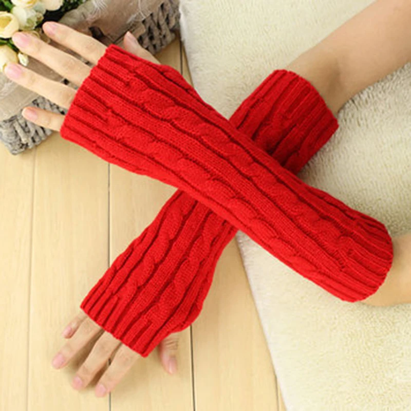 Autumn Winter Knitted Wool Half Finger Long Gloves Female Cute Warm Fingerless Twist 2019 Outdoor Sports Mittens guantes |