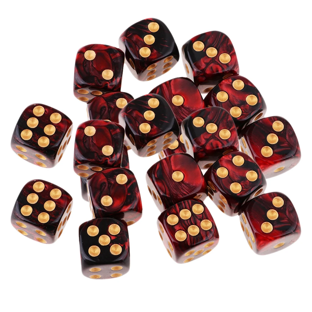 20x Two Colors Six Sided 16mm D6 Resin Role Play Gaming Dice Set Red + Black | Спорт и развлечения