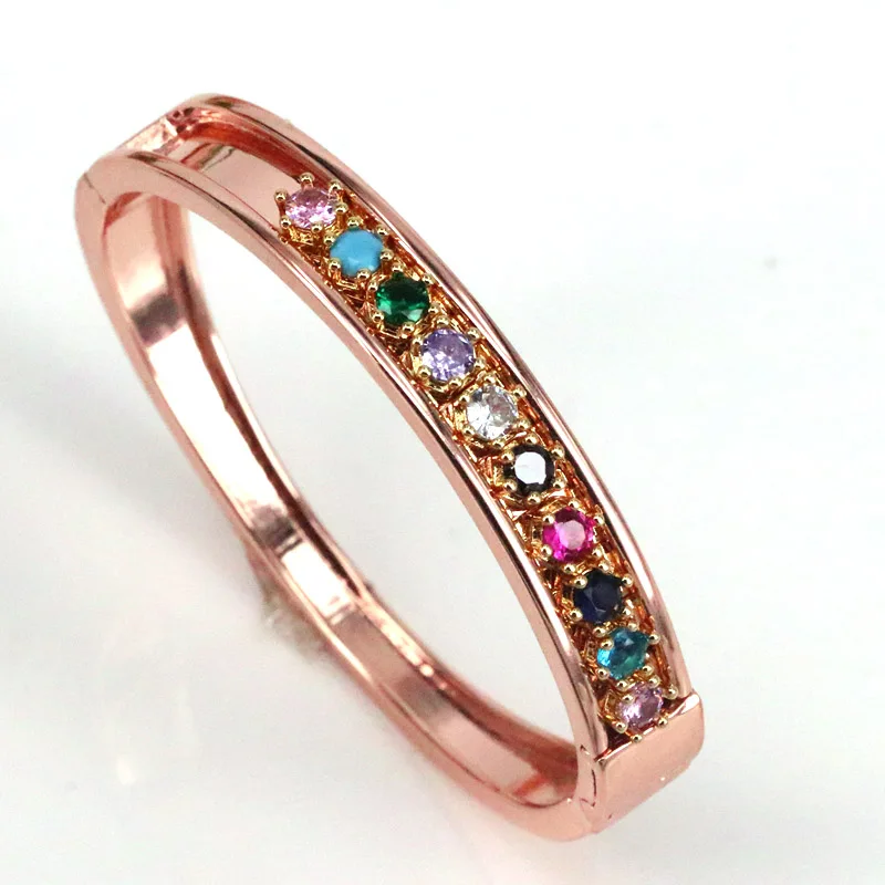 

HOT 4Pcs Fashion New Rainbow Crystal Zirconia Bangles DIY Detachable Slider Charms Bangles Bracelets Gifts