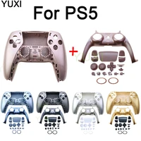 yuxi replacement diy housing shell front back case cover with full set buttons decorative for ps5 controller repair