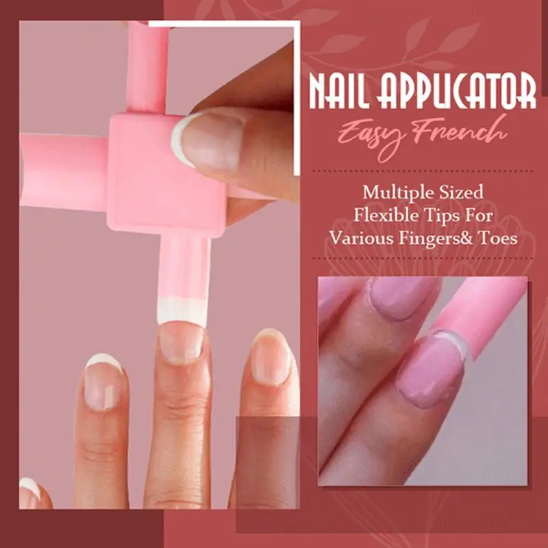 

1 PC French Nail Applicator Simple Reusable Compact Easy To Apply And Clean Pink ABS For Nail Polish Nail Art Manicure Tools