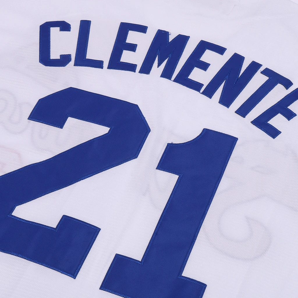 Джерси Santurce Crabbers 21 Clemente бейсбольные цветные белые вышивки высокое качество