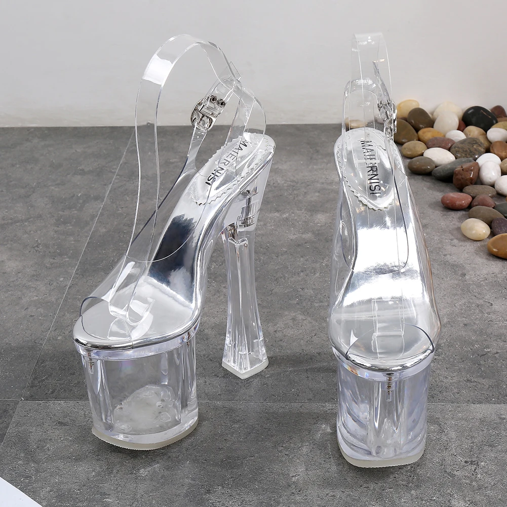 Женские босоножки на высоком каблуке прозрачные сандалии гладиаторы из ПВХ