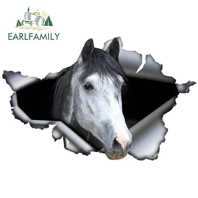 EARLFAMILY 13 см x 8 4 3D серая Арабская лошадь Автомобильная наклейка рваная