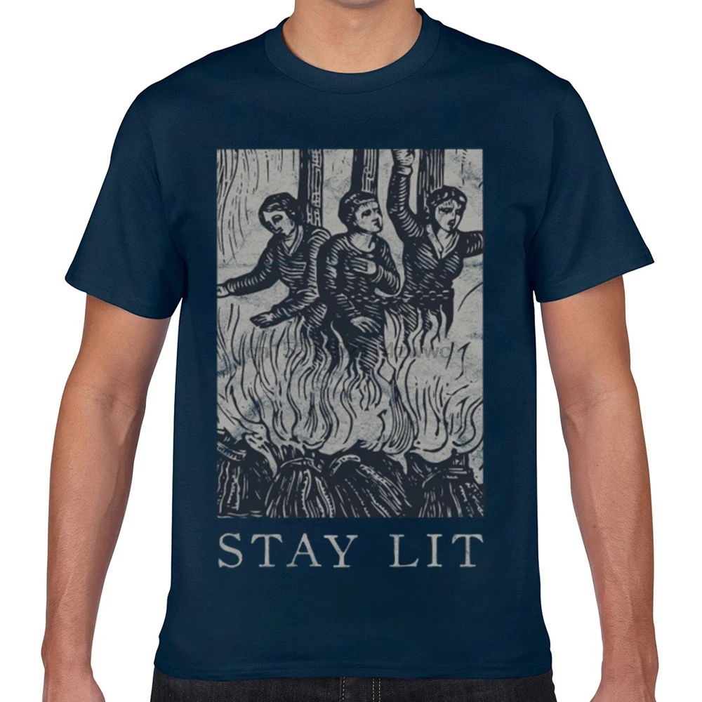 

Tops T Shirt Men occult stay lit satan devil hell unholy Design Black Geek Print Male Tshirt XXX