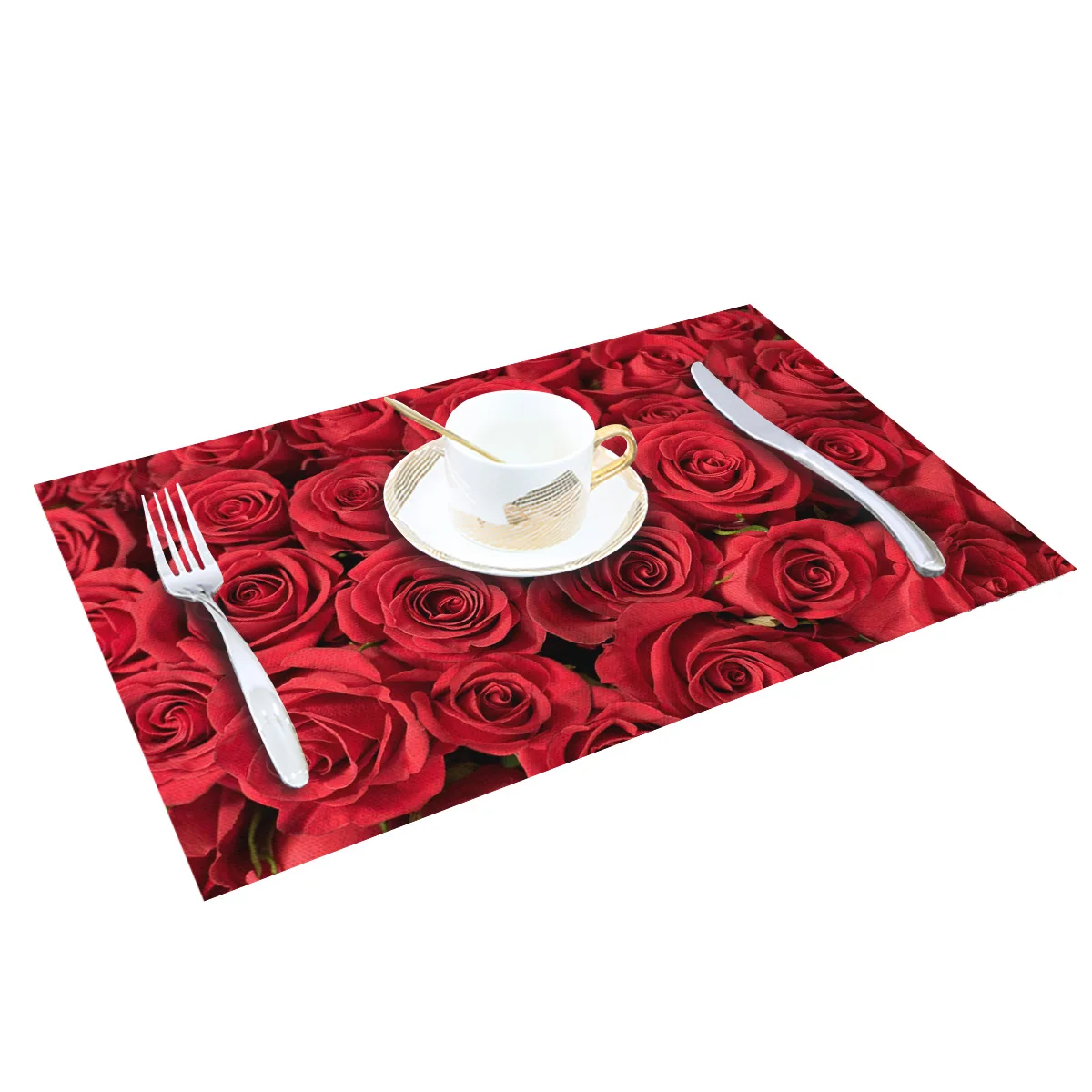 4/6 шт. красный цветок розы Букет растение Кухня набор столовых ковриков подкладок