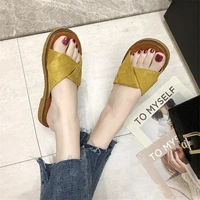 2020ladies sandals comfortable flat sandals open toe beach shoes woman footwear new women sandals soft three color stitching