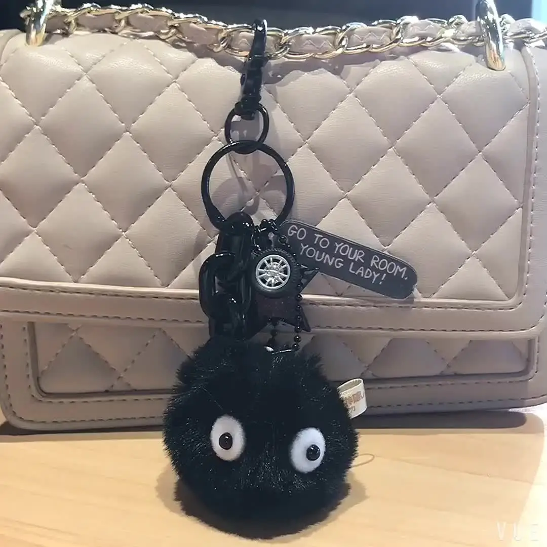 

Exquisite Cartoon Animation Key Chain Hayao Miyazaki Spirited Away Coal Briquettes Elf Car Keychain Pendant Lady Bag Keyring