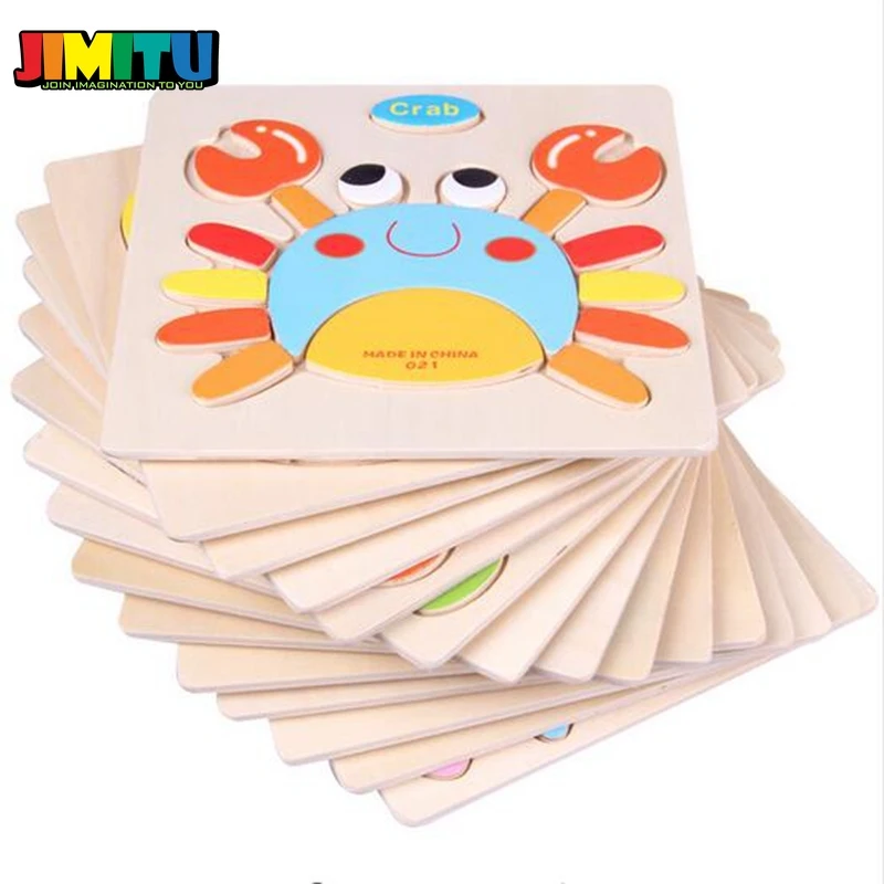 Деревянная 3D головоломка деревянные игрушки для детей мультфильм животных