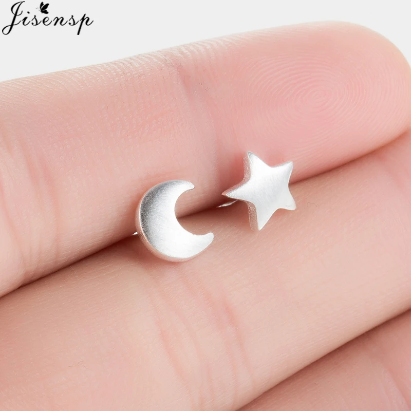 Простые Модные серьги Jisensp милые мини серьги-гвоздики в форме звезды Луны для