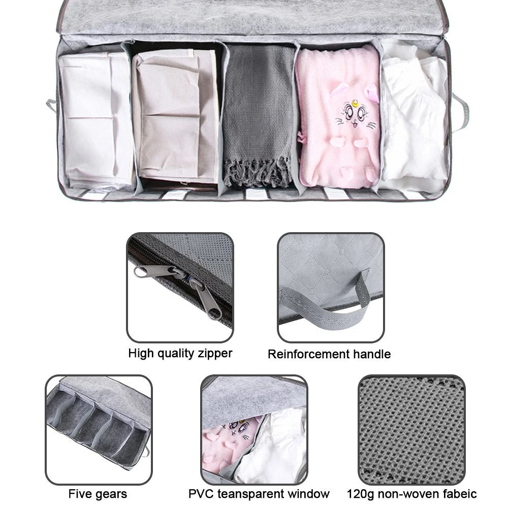 Большая складная вместительная коробка для хранения на дно кровати одеяло под