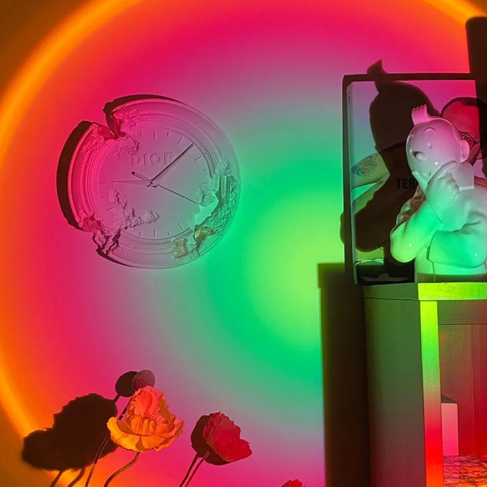 Радужный светодиодный ночник проектор с закатом украшение для спальни