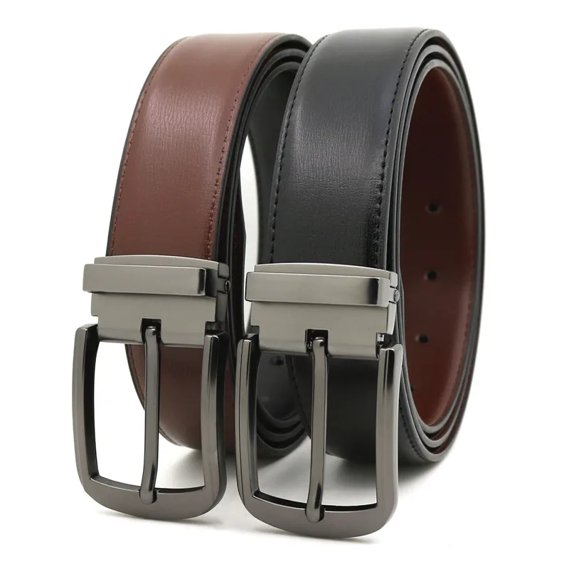 

Men's Leather Belt Fashion Casual Pin Buckle Belt Two-Layer Cowhide Men's Youth Pant Belt