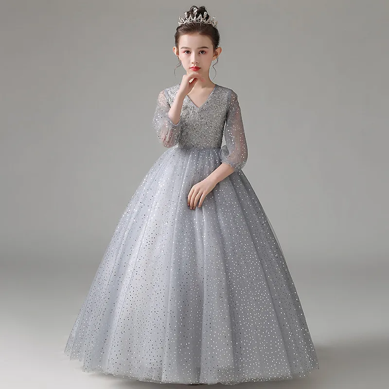 Вечерние платья для девочек Элегантные новые роскошные кружевные с вышивкой