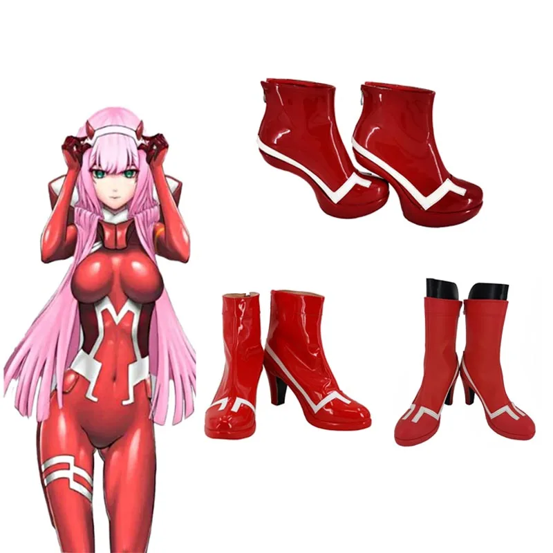

Darling In The Franxx Zero Two Code 002 Red High Heel Cosplay Shoes Boots Adult Halloween Party Cosplay Costume Accessories