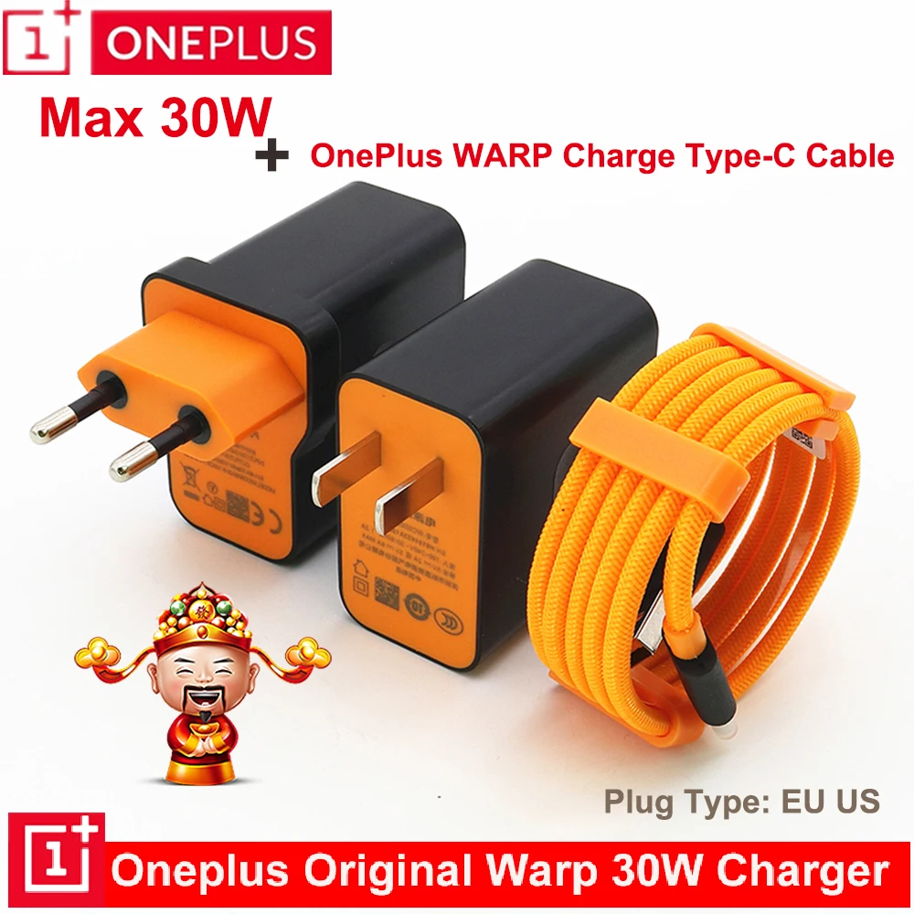 

One Plus Warp Charger Original Mclaren 5V/6A Dash Charge for OnePlus 7t 7 pro 6t 6 5t 5 3t 3 quick fast charging Usb 3.1 C Cable