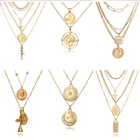 Tocona, панк, хип-хоп, золотые металлические цепи, искусственная подвеска, ожерелья для женщин, многослойное ожерелье, крупные ювелирные изделия, ошейники