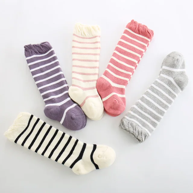 

Infant Newborn Baby Girls boys Tights Autumn winter Baby Stockings soft Cotton Knee High Long Tube Tights Stripe warm Pantyhose