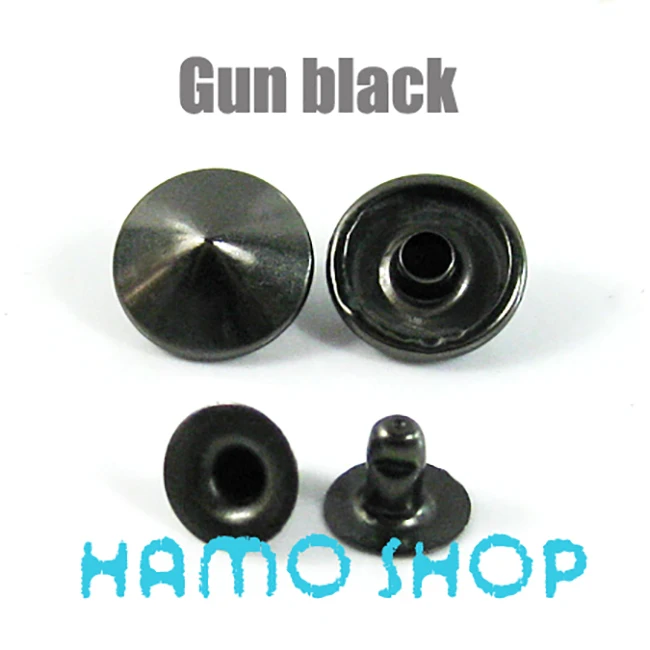 Cone Gunblack 100 шт, все размеры, Стильные Заклепки с шипами, пятна, голова гвоздика, панк-рок, сделай сам, кожа, ремесло, для одежды, сумки, обуви, части, украшения - Цвет: Cone Gunblack