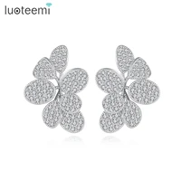 luoteemi flowers stud earrings for women engagement aaa cubic zircon fashion jewelry accessories dating christmas gift aretes