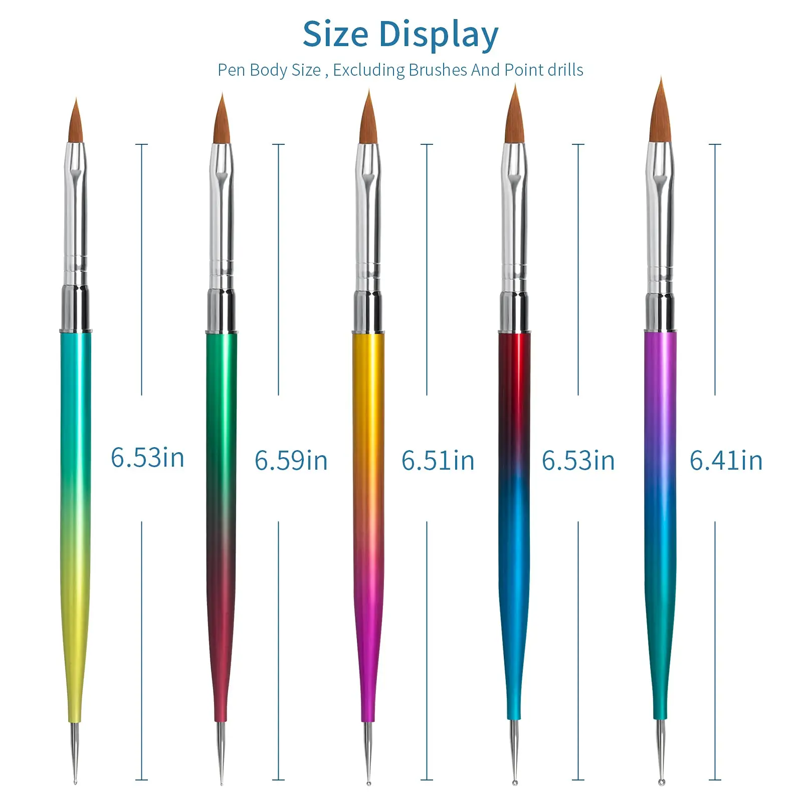 

MaryCarrie 5 PCS UV Gel Acrylic Nail Art Brush Set Tips Design Builder Drawing Pen Dust Remover Powder Dotting Painting