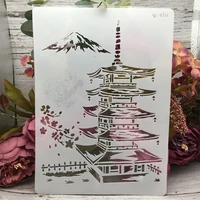 1pcs a4 29cm asia tower mountain diy layering stencils wall painting scrapbook coloring embossing album decorative template
