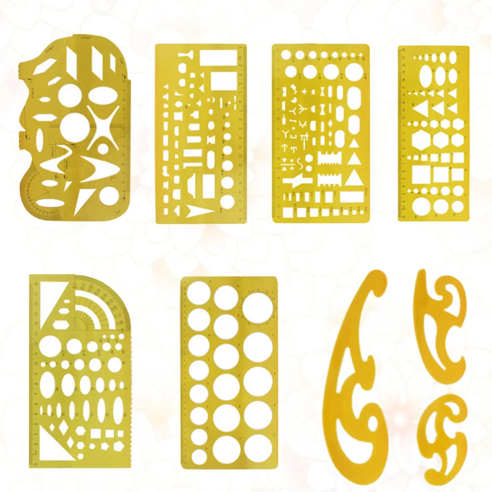 

1 Set Hollow-out Circle Drawing Template Draft Ruler Measuring Geometric Ruler Stationary Supplies for School Office (Ye