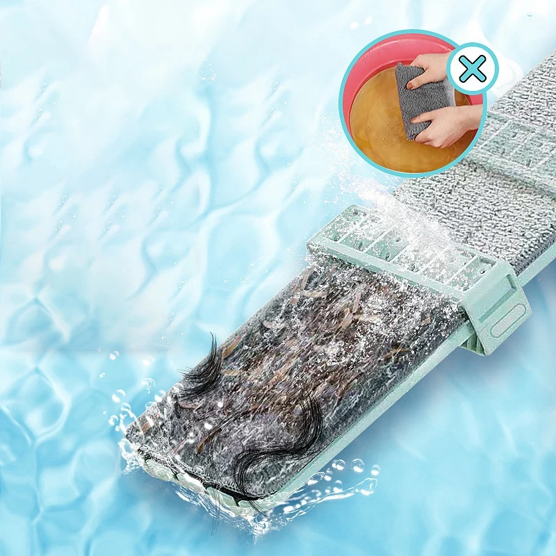 

Hands Free Self Wring Squeeze Microfiber Spin Push Mop Clean Tool Mop Pads