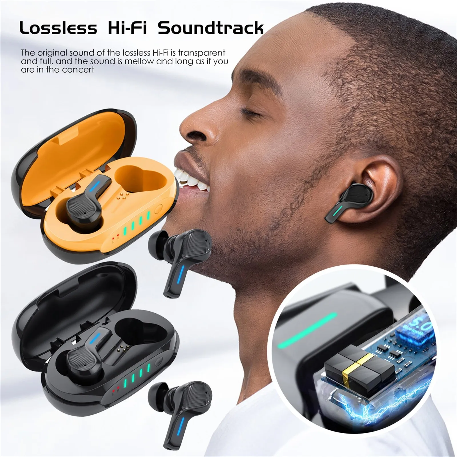 

ANC Wireless Earbud Bluetooth 5.0 Gaming Headset Active Noise Cancelling Earphone 4 MIC HD Call HIFI 9D Stereo Surrounding Sound