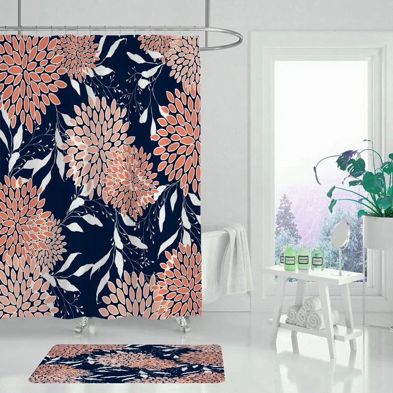 Занавеска для душа с лимоном фруктами цветами зелеными листьями