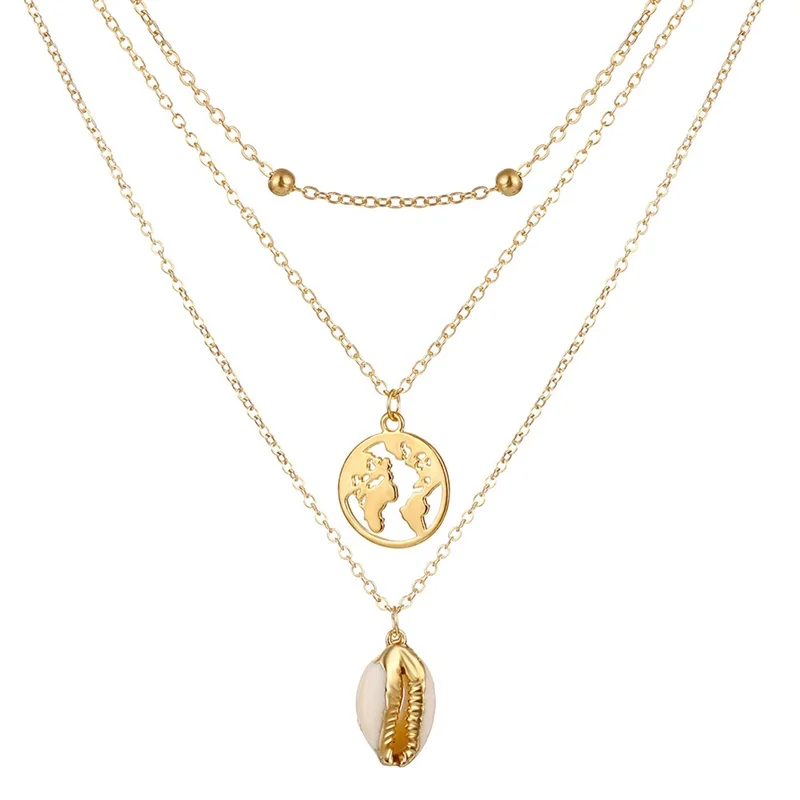 Ожерелье ALIUTOM с круглыми монетами для женщин и девушек многослойное длинное