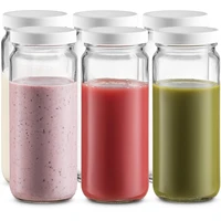 glass water bottles wide mouth with lids for juice smoothies beverage storage eco friendly bpa free reusable dishwasher safe