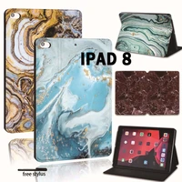 printed marble pu leather smart tablet stand folio stand flip case cover for apple ipad 8 10 2 8th 8 generation a2428 a2429