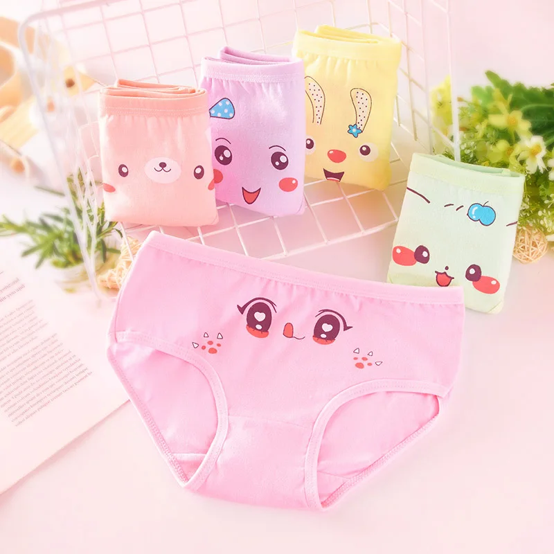 

5-piece Set of Girls' Underwear Cartoon Underwear Pure Cotton Comfortable Children's Pink Underwear Girls Breathable Shorts Loli