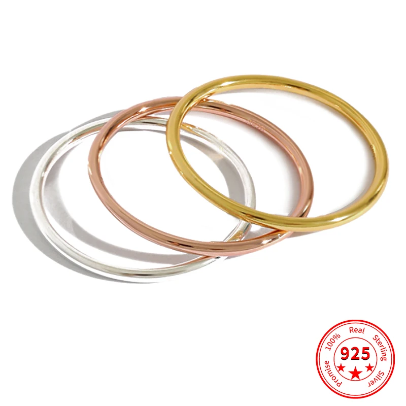 Аутентичные розового золота из тонкой круг кольца для женщин 2020 новый тренд 100% 925