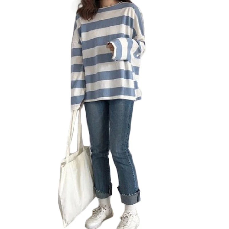 Женская футболка с длинным рукавом в полоску|Футболки| |