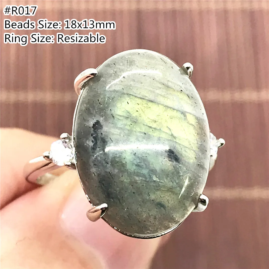 

Натуральный Лабрадорит Кольцо ювелирные изделия для Для женщин мужчин с украшением в виде кристаллов 18x13 мм овальные бусины удачи исцелени...