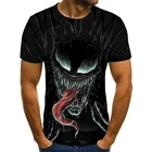 Летняя новая футболка с 3D-принтом Venom, мужская и женская, модная повседневная футболка с круглым вырезом и коротким рукавом в стиле Харадзюку