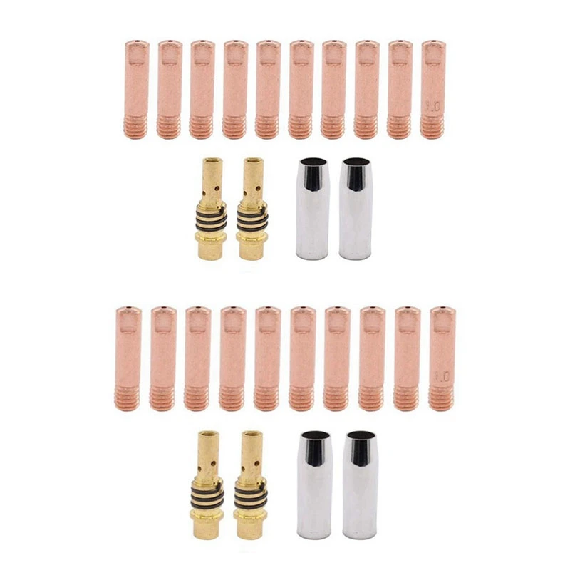 

28Pcs 15AK Welding Torch Consumables MIG Torch Gas Nozzle Tip Holder of 15AK MIG Welding Torch,1.0mm & 1.2mm