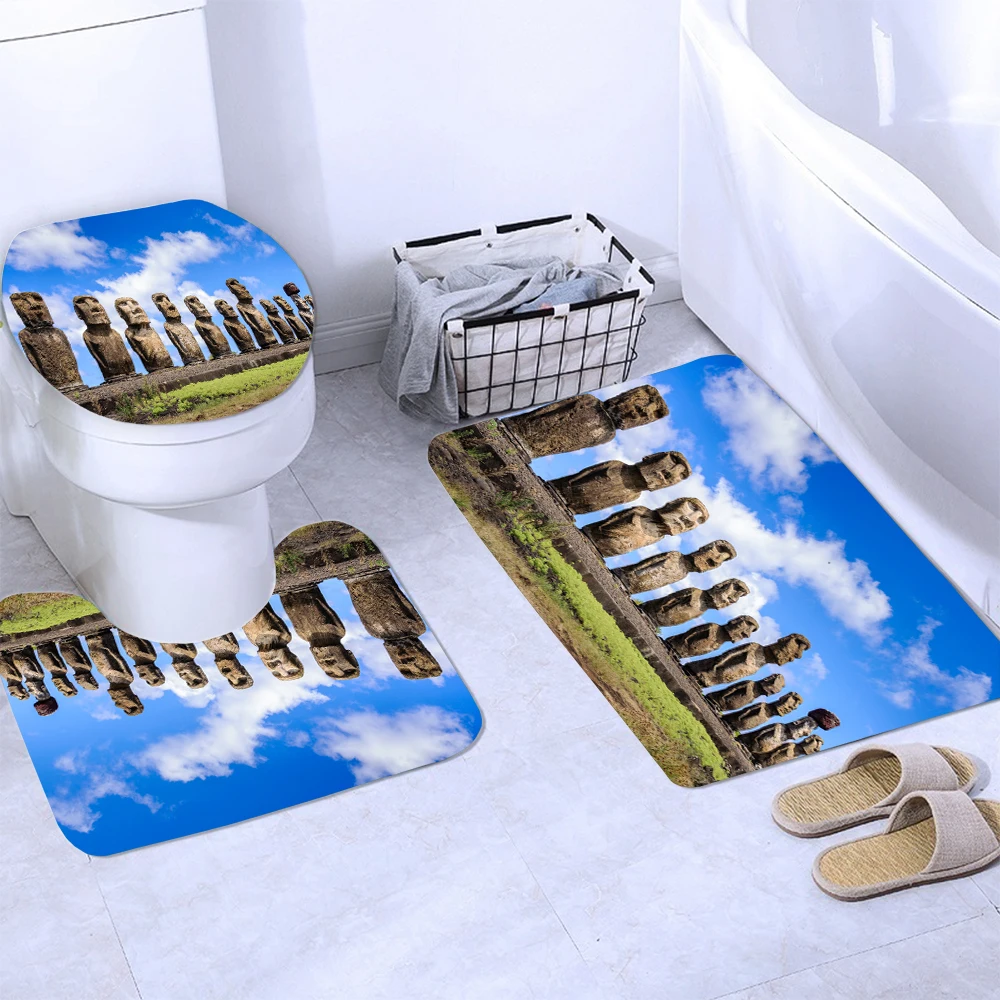 Высококачественная занавеска для ванной комнаты 3d Moai тканевая душа