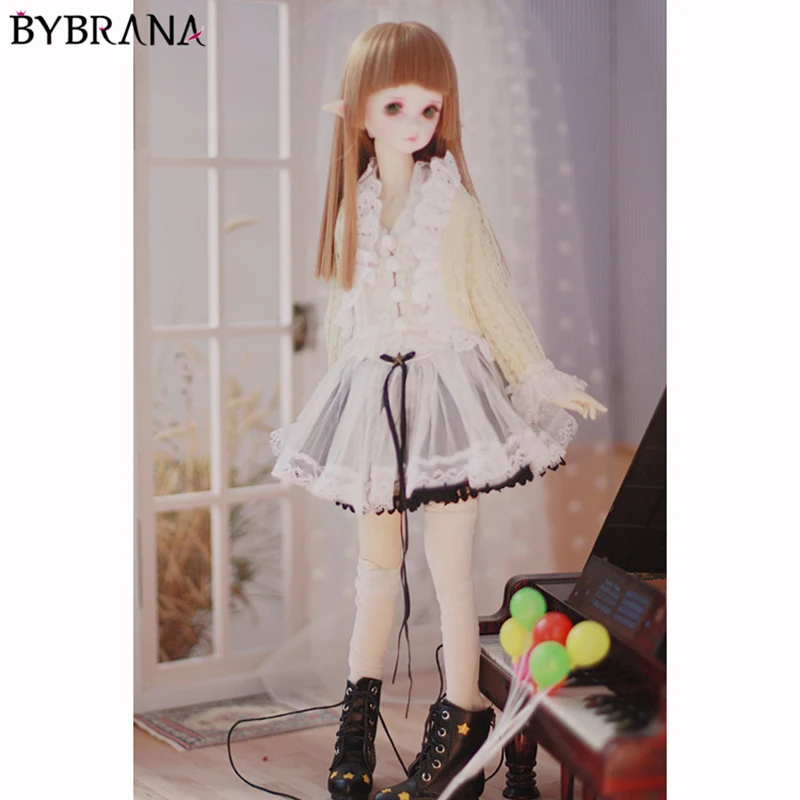 

Bybrana Msd Dz Bjd Sd Dd Doll Clothes Set Yellow Cardigan + White Lace Vest + White Lace Skirt + Black Lace Skirt + White Socks