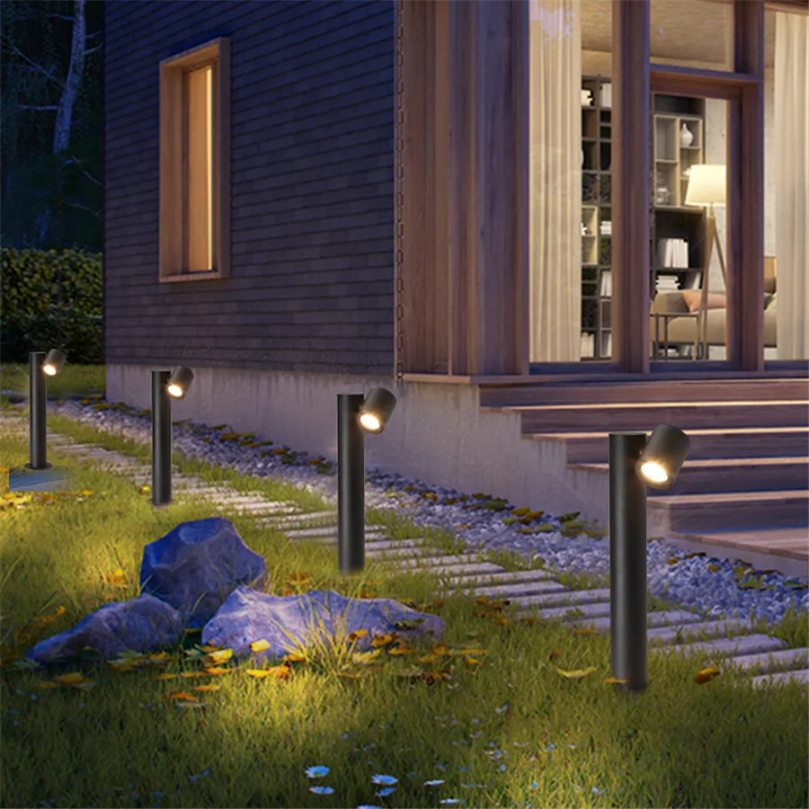 Adjustable Head Outdoor Pillar Light Waterproof Aluminum Post Lawn Lamp LED Rotatable Patio Landscape Pathway Column Lamp