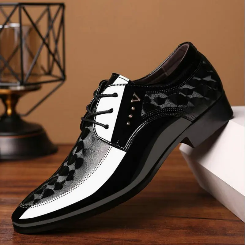 2019 Breathable Black Wedding Shoes Formal Suit Office Man Leather Shoe Summer Autumn Pointed Toe Mens Dress A51-95 | Обувь